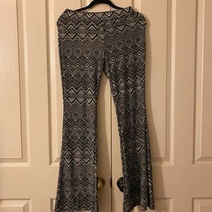 Black and white patterned flared pants